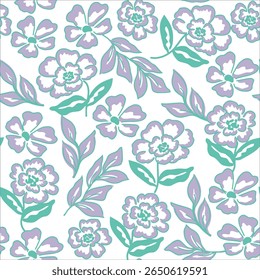 Patrón floral púrpura transparente sobre fondo blanco, ramos florales de primavera. Ilustración botánica de Antiguas. Decoración elegante para cualquier tipo de diseño.