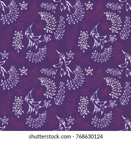 Seamless purple floral wallpaper
