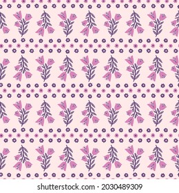 Nahtlose violette Blumenmuster. Schönes Hintergrunddesign. Zeichnen von vintage florale Textilmode.Vektorgrafik.