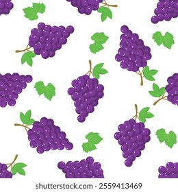 Seamless purple grape pattern design vector, simple cute grape pattern