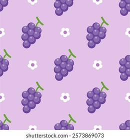 Seamless purple grape pattern design vector