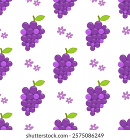 Seamless purple grape pattern design vector.