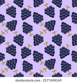 Seamless purple grape pattern design vector.
