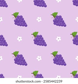 Seamless purple grape pattern design vector