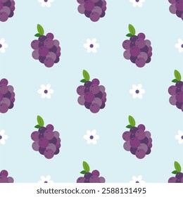 Seamless purple grape pattern design vector.