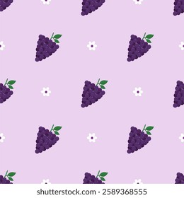 Seamless purple grape pattern design vector