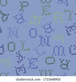Nahtloses violettes und grünes Buchstabenmuster