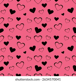 Seamless purple heart pattern background.Simple heart shape seamless pattern in diagonal arrangement. Love and romantic