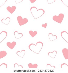 Seamless purple heart pattern background.Simple heart shape seamless pattern in diagonal arrangement. Love and romantic