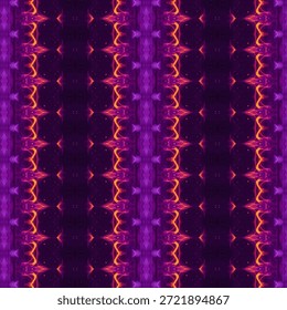 Seamless purple kaleidoscopic abstract pattern with glowing symmetry, decorative digital texture background for wallpaper, fashion prints, creative branding, and design use.