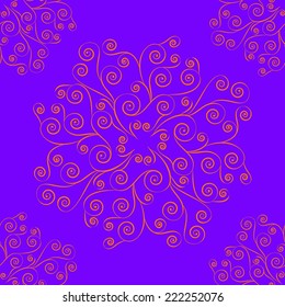 Seamless  purple and orange  background with lace round the pattern of swirls for Halloween