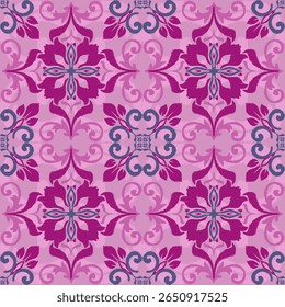 Padrão floral ornamental roxo contínuo, étnico, azteca, tecido, decorativo, parede, papel de parede, papel de embrulho, tecido, seda, cachecol, travesseiro, livro, pano de fundo e etc.