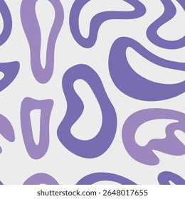 Padrão roxo uniforme com formas líquidas abstratas. Trendy e elegante impressão violeta para tecido, têxtil, papel de parede natural. Padrão abstrato minimalista em cores pastel lavanda.