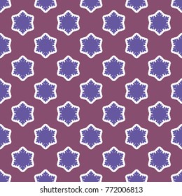 Seamless purple pattern with snowflakes