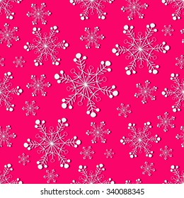 Seamless purple pattern with white snowflakes, vector eps10