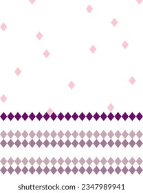 Seamless purple rhombus pattern on white background for fabric patterns, textiles, curtains, rugs, wallpaper, tiles, backgrounds and backdrops etc.