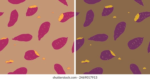 Seamless purple Sweet potatoes pattern, cute minimal food pattern for textile or gift wrapping