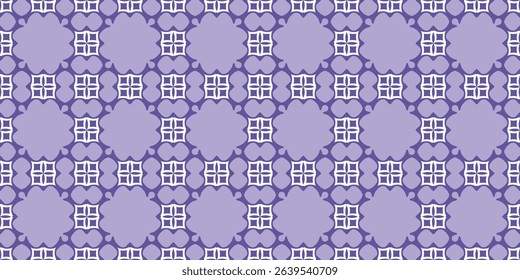 Seamless purple vector pattern with intertwined geometric shapes. Abstract artistic backdrop for textile, paper, fabric, covers, wallpaper and other surfaces.
