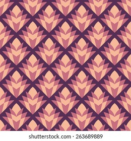 Seamless purple vintage diamond floral pattern vector