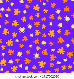 Seamless Puzzle Background. Colorful vector jigsaw puzzle seamless pattern. Jigsaw puzzle seamless pattern.