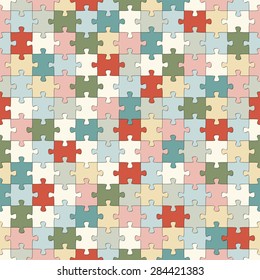 seamless puzzle background with different pastel colors