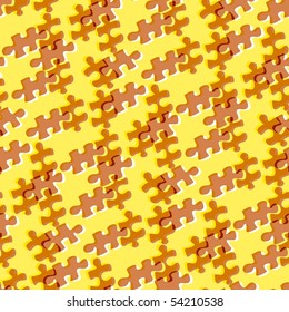 Seamless puzzle brown yellow vector pattern