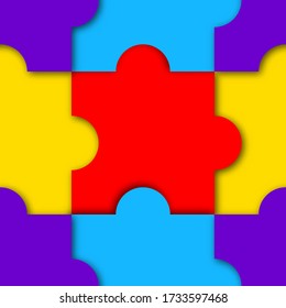 Seamless puzzle pattern. Colored mosaic, vector illustration.