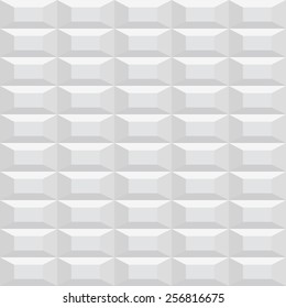 Seamless pyramidal texture, white geometric structure, white architectural  seamless background