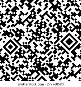 Seamless Qr Code Pixel Diagonal Camo Black And White Pattern Vector
