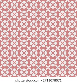 Nahtloses Viertelfolienmuster in staubiger Rose und hellgrau. Marokkanische geometrische Blume Fliesen Tapete, Vintage minimale elegante Hintergrund. Vektorgrafik.