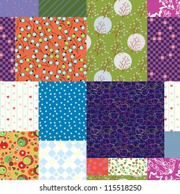 Seamless quilt pattern - floral fabrics design