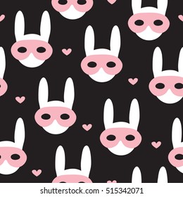 seamless rabbit bunny in mask pattern vector illustration