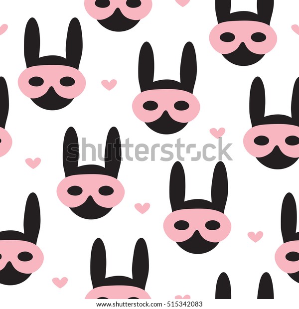 Download Seamless Rabbit Bunny Mask Pattern Vector 스톡 벡터(로열티 프리 ...