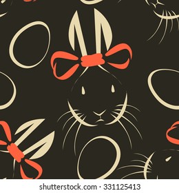 Seamless rabbit and eggs. Vector