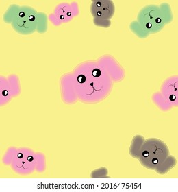 Seamless Rabbit glow Patterns of animal colorful