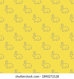 Seamless rabbit pattern. Easter holiday. Illuminating and Ultimate Gray.
