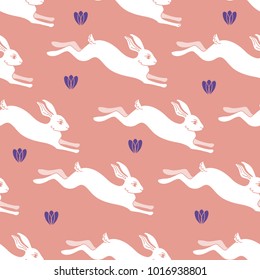 Seamless rabbit pattern to Easter holiday.Vector illustration