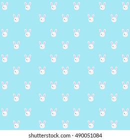 Seamless rabbit pattern on blue background