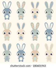 seamless rabbit retro pattern