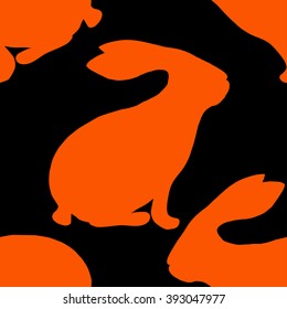 seamless rabbit silhouette pattern. vector illustration