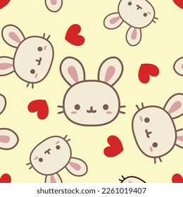 seamless rabbits pattern in yellow background
