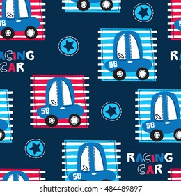 seamless racing car pattern vector illustration
