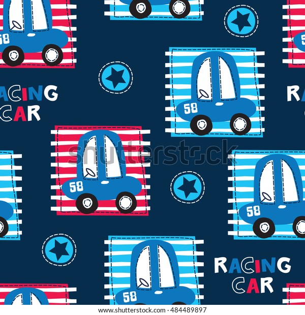 Seamless Racing Car Pattern Vector Illustration Stock Vector (Royalty ...