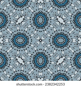 Seamless radial pattern. Blue palette. Vector illustration