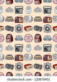 seamless radio pattern,cartoon vector illustration