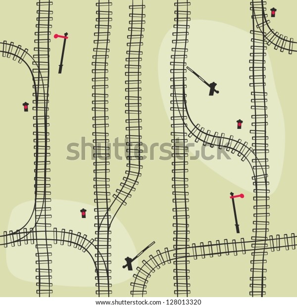 Seamless Railroad Pattern Background Seamless Pattern Stock Vector