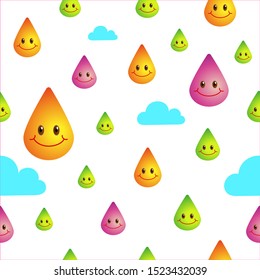 seamless rain colorful drops pattern background