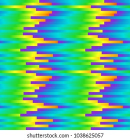 Seamless rainbow abstract pattern. Colorful print composed of colored strips. Geometric bright background