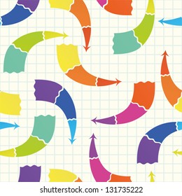 Seamless rainbow arrows pattern with checkered background. Vector illustration.