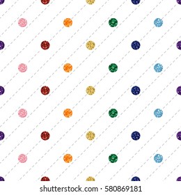SEAMLESS RAINBOW COLORFUL DOT GLITTER ON STRIPE BACKGROUND